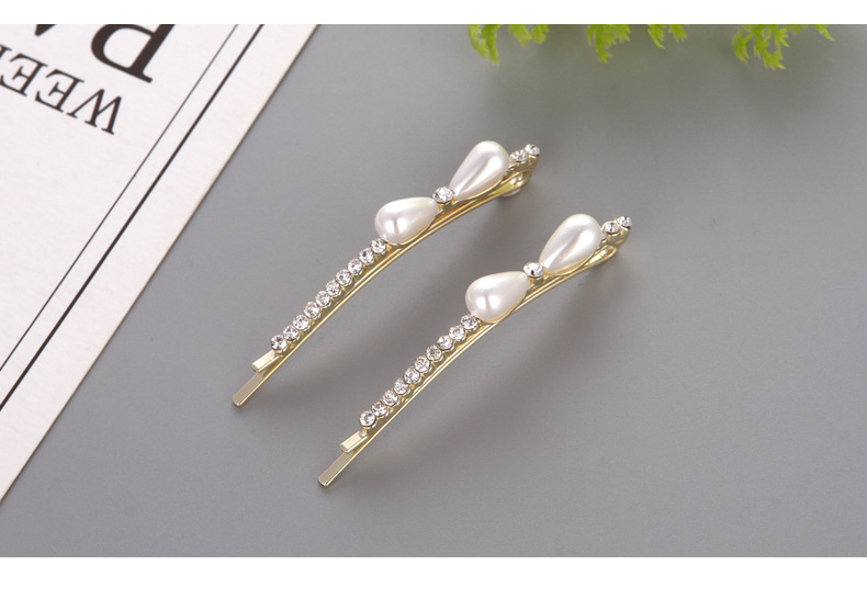 Fashion Bow Knot Alloy Artificial Rhinestones Artificial Pearls Hair Clip 1 Piece display picture 3