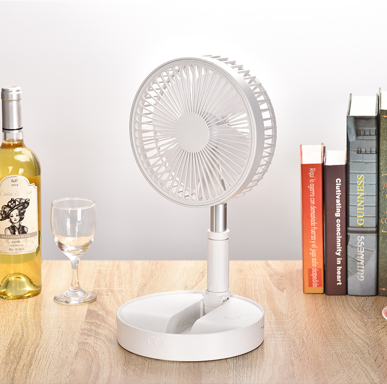 Ventilador eléctrico doméstico plegable telescópico de pie, miniventilador de escritorio USB portátil de carga de viento alto y larga duración