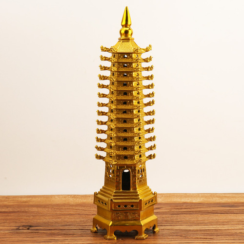 Manufacturer wholesale brass 13th floor Wenchang Tower ornaments 9th floor 13th floor office desk study decoration