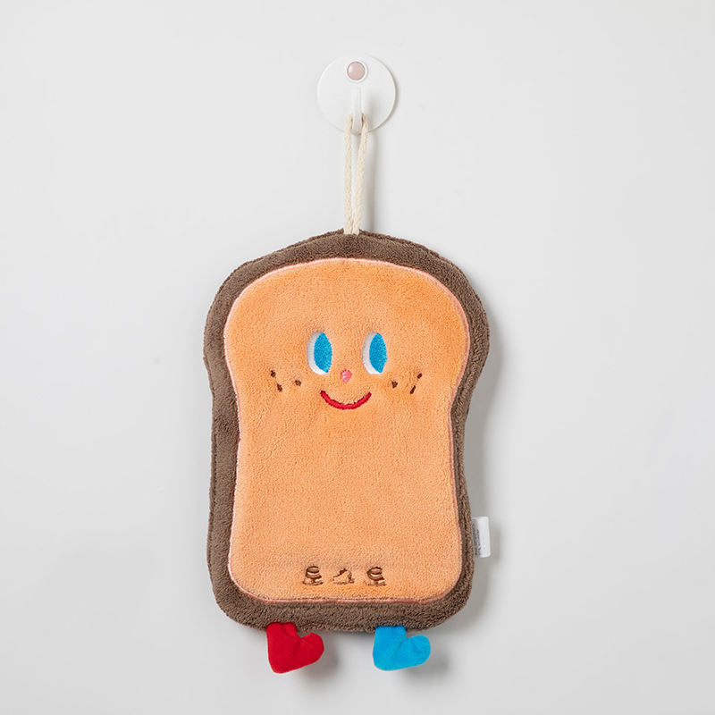 Estilo coreano toalla de mano de dibujos animados lindo colgando cocina toalla de mano trapo de secado rápido pañuelo de toalla de terciopelo de coral engrosado de tres capas