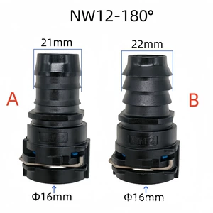 Nw12 Straight Cooling Water Pipe Connector, Warm Air Water Pipe Connector with an Inner Diameter of about 16mm, 180-Degree Plastic Black Connector