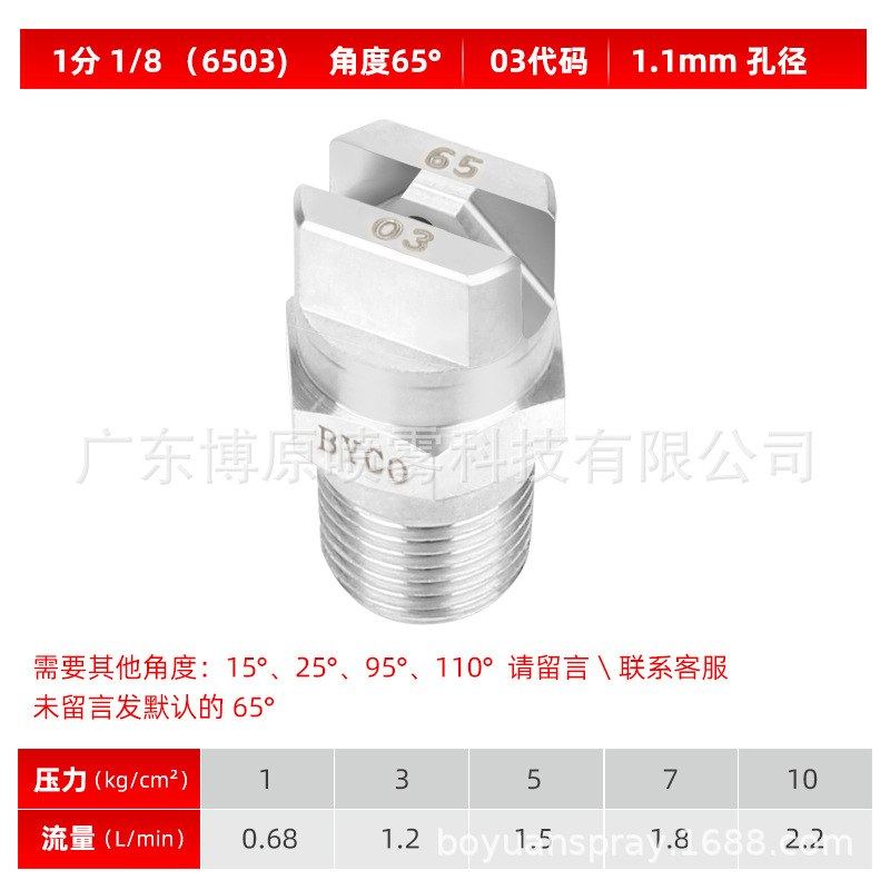 1 분 1/8(6503)65 도 03 코드 1.1mm 구멍