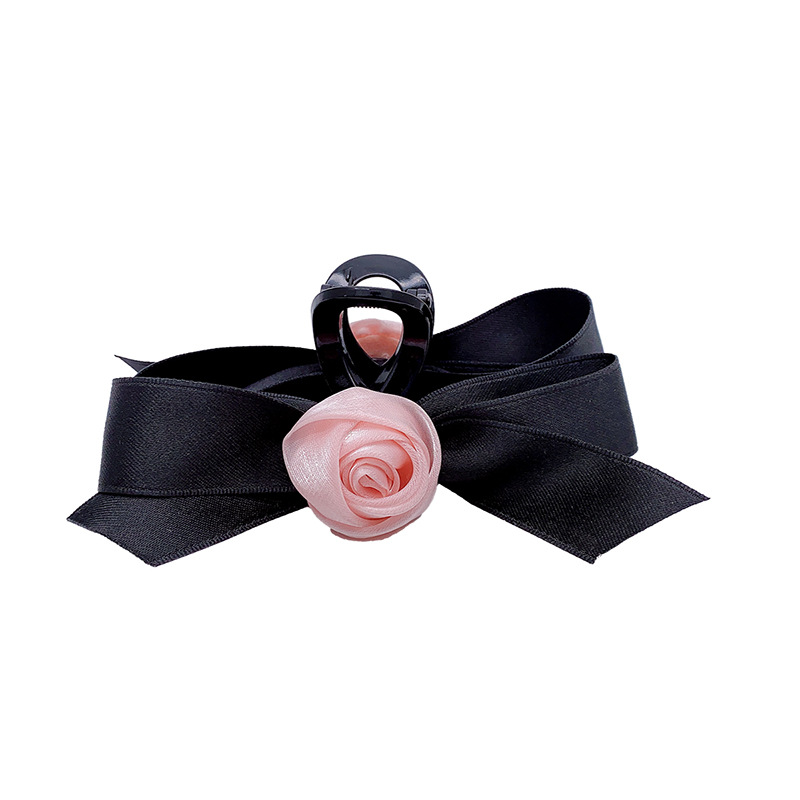 Pure desire pink rose hairpin hair band 2023 new French bow headdress shark clip hair accessories hair rope for women_voghion.com