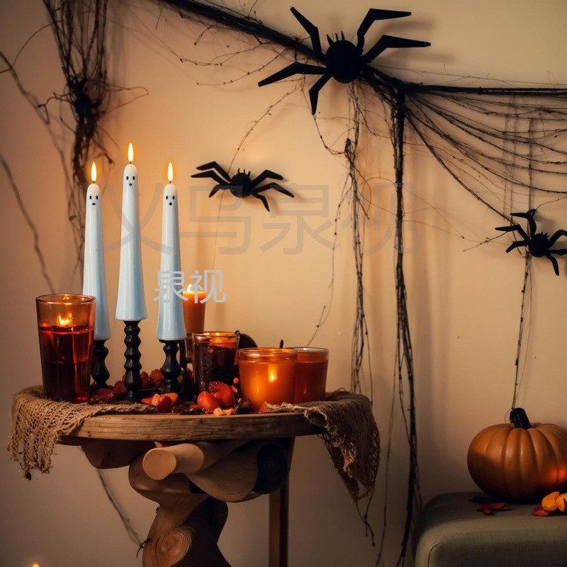 跨境新款 Velas conicas sin llama 万圣节幽灵火焰蜡烛|undefined