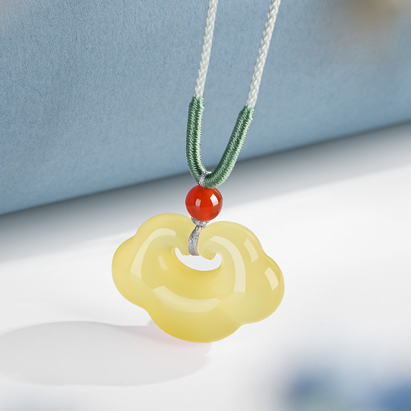 (2개) 천연 칼세도니 길조운 잠금 마노 루이 잠금 펜던트 옥 루이 펜던트 길조운 잠금 옥 펜던트 여성 선물