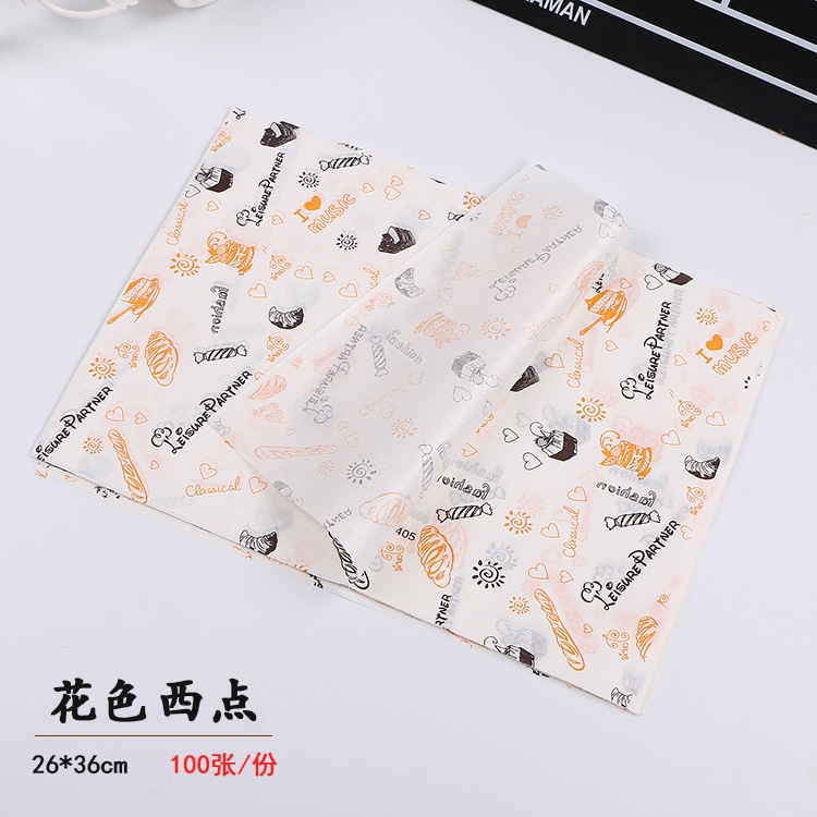 En stock suministro de pastel rollo de papel a prueba de aceite recubierto bandeja de pastelería papel de placa de embalaje para hornear papel de hamburguesa 100 hojas/pieza