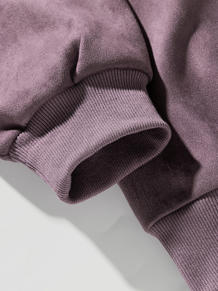 質感のアメリカのレトロなスエードの丸首のパーカーの男性の春の新型のカップルの帽子のプルオーバーは二開ができます。