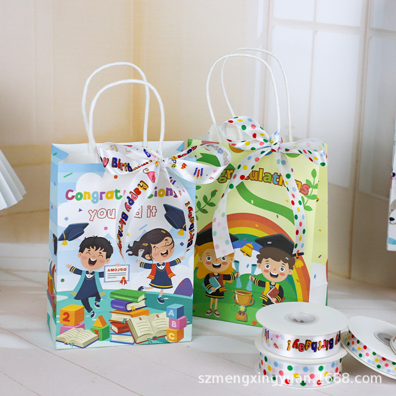 Lindo embalaje de regalo Cinta Día del niño feliz cumpleaños pastel cinta regalo de mano Decoración cinta arco