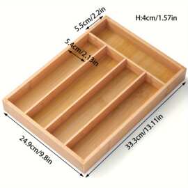 银器刀叉勺餐具托盘竹制厨房餐具收纳盒卧室刀具分格抽屉式整理盒