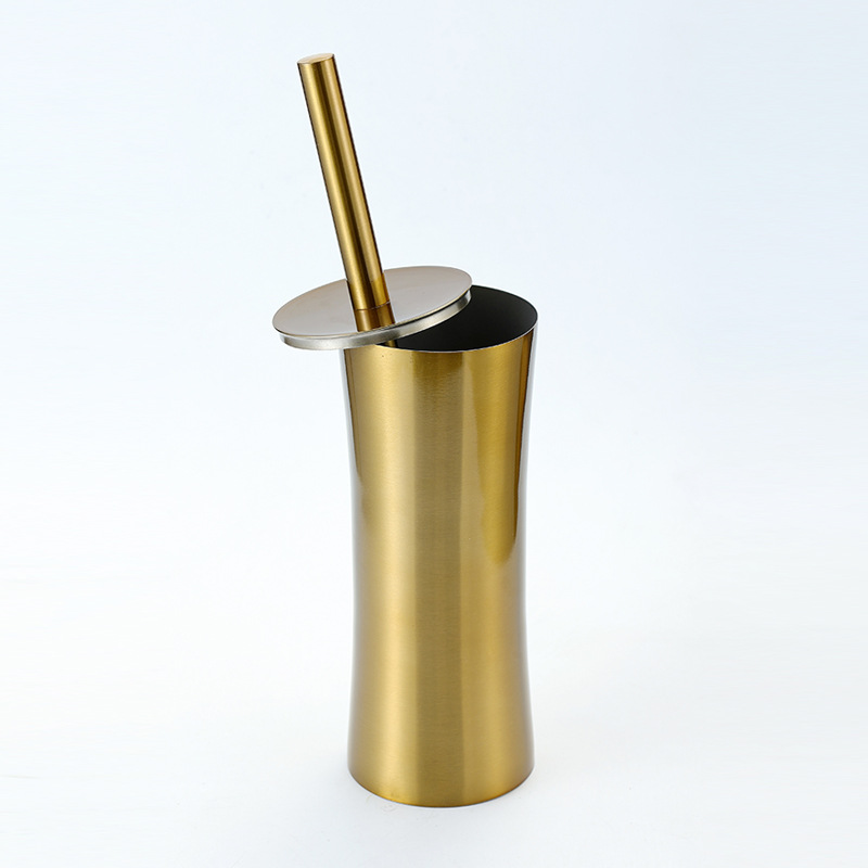 Cepillo de baño de piso de acero inoxidable Amazon transfronterizo cintura Limpieza de inodoro cepillo de baño traje de baño de oro