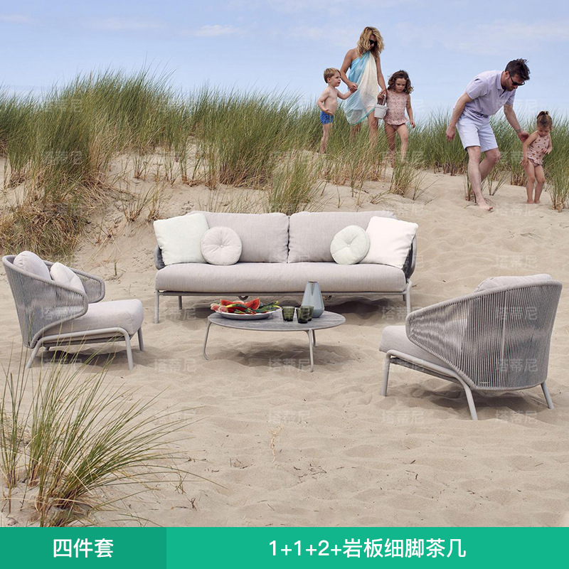 Conjunto de sofás de exterior para patio, balcón, protección solar, impermeable, silla de ratán de ocio, sofá de ratán para jardín, terraza image 19