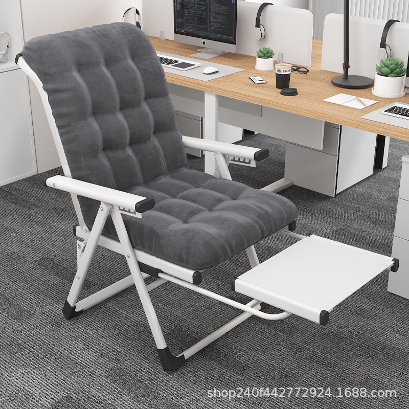 [발판이 포함된 업그레이드 모델] 앉거나 누울 수 있는 1인용 의자 화이트 그레이 코튼 패드