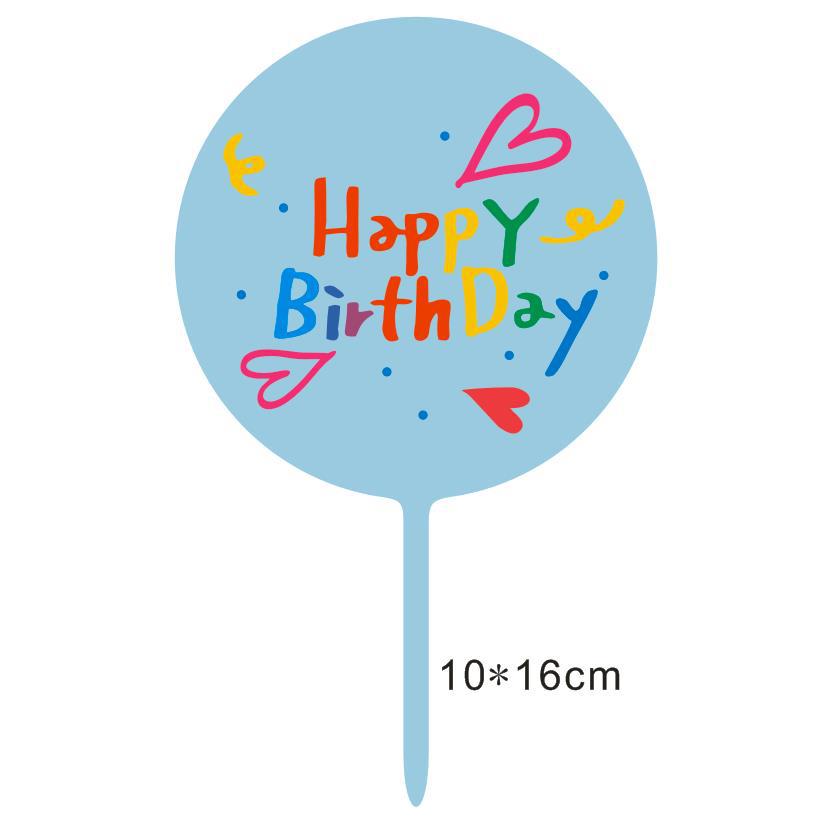 Colorido amor corazón feliz cumpleaños acrílico Feliz cumpleaños pastel plug-in tarjeta inserción postre decoración de la Mesa