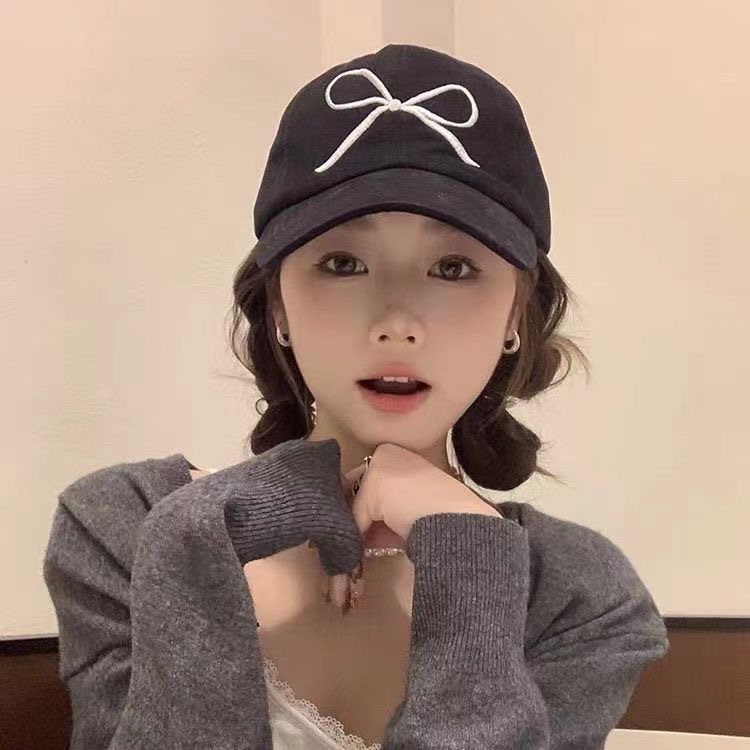 Cotton Material Women's Lady Bow Knot Curved Eaves Baseball Cap