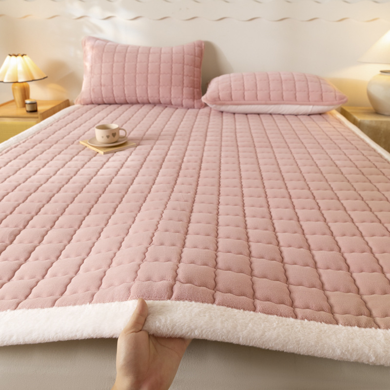 Autumn and Winter New Household Simple Solid Color High Weight Thickened Milk Velvet Mattress Non-slip Non-shifting Mattress Mattress