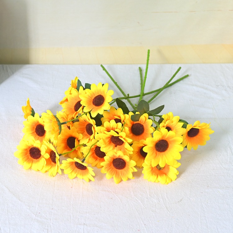 Pantalla fotográfica flor artificial al por mayor todo tipo de flores de seda de girasol de simulación accesorios de fotografía girasol de simulación flor de baile