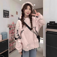 韩系设计感连帽工装外套女2025早秋新款宽松显瘦小个子百搭冲锋衣