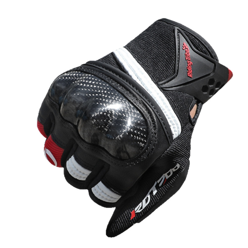Guantes de moto para montañismo al aire libre todo el viento de fibra de carbono para conducción de moto con dedos completos y anticaída para moto