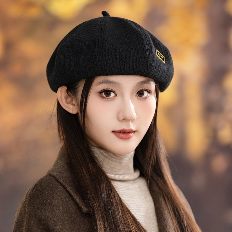 秋冬季帽子女款复古百搭画家帽英伦风格纹八角帽高级感气质贝雷帽|undefined