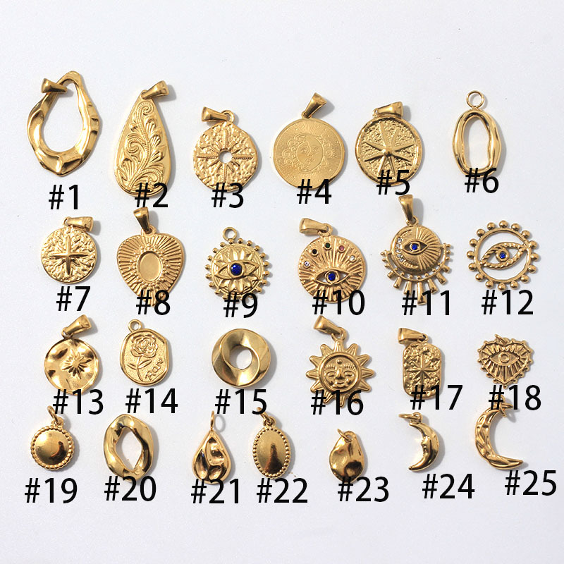 600g Weight Pendant Jewelry Making Type 18K Gold Plated Plating Material No Chain Chain Material 1 Piece Quantity Daily Occasion 304 Stainless Steel Material Sun, Devil's Eye, Moon Pattern All Seasons Season Women's Gender Polished Finish Plating Design Vintage Style Style 1 Piece 304 Stainless Steel 18K Gold Plated Sun Devil's Eye Moon Polished Pendant 无