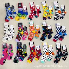 亲子袜happysocks嗨皮快乐袜男孩女孩成人同款中筒棉袜欧美潮袜