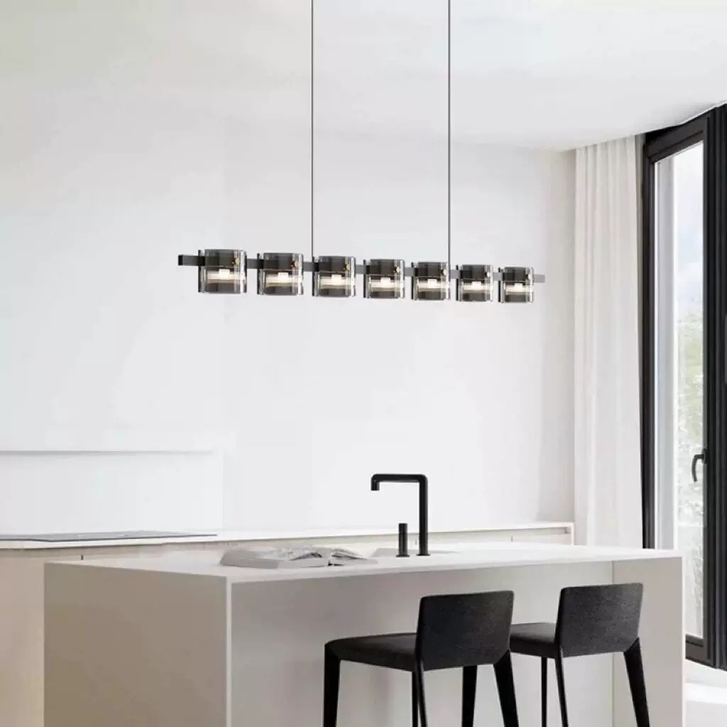 Italiano minimalista barra de vidrio largo lámpara de comedor de diseño moderno y minimalista barra de diseño nórdico lámpara de sala de estar creativa