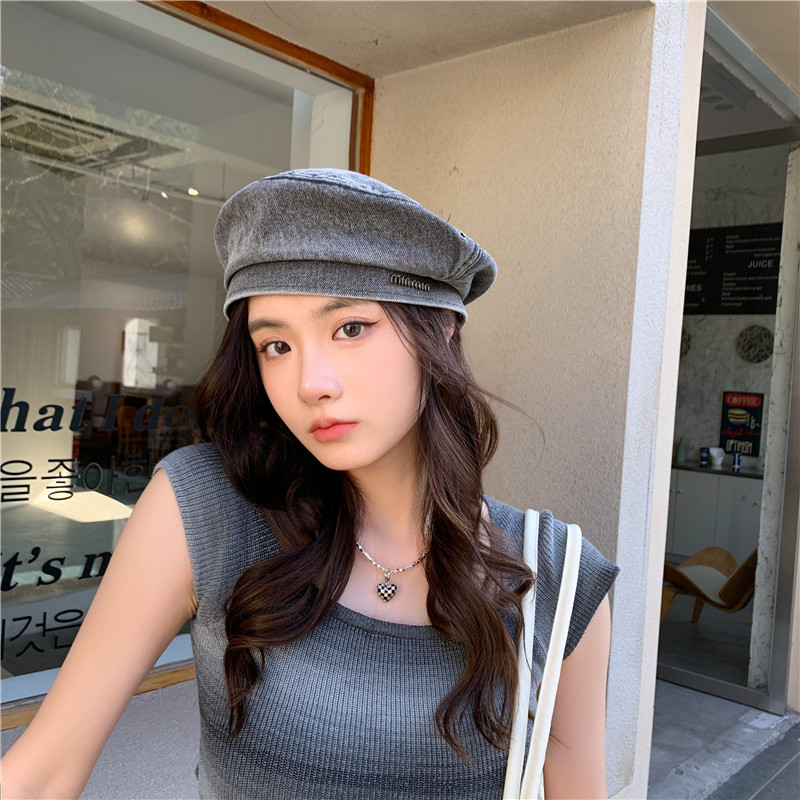 Renacimiento británico personalidad hipster boina mujer vaquero estilo japonés sombrero pintor