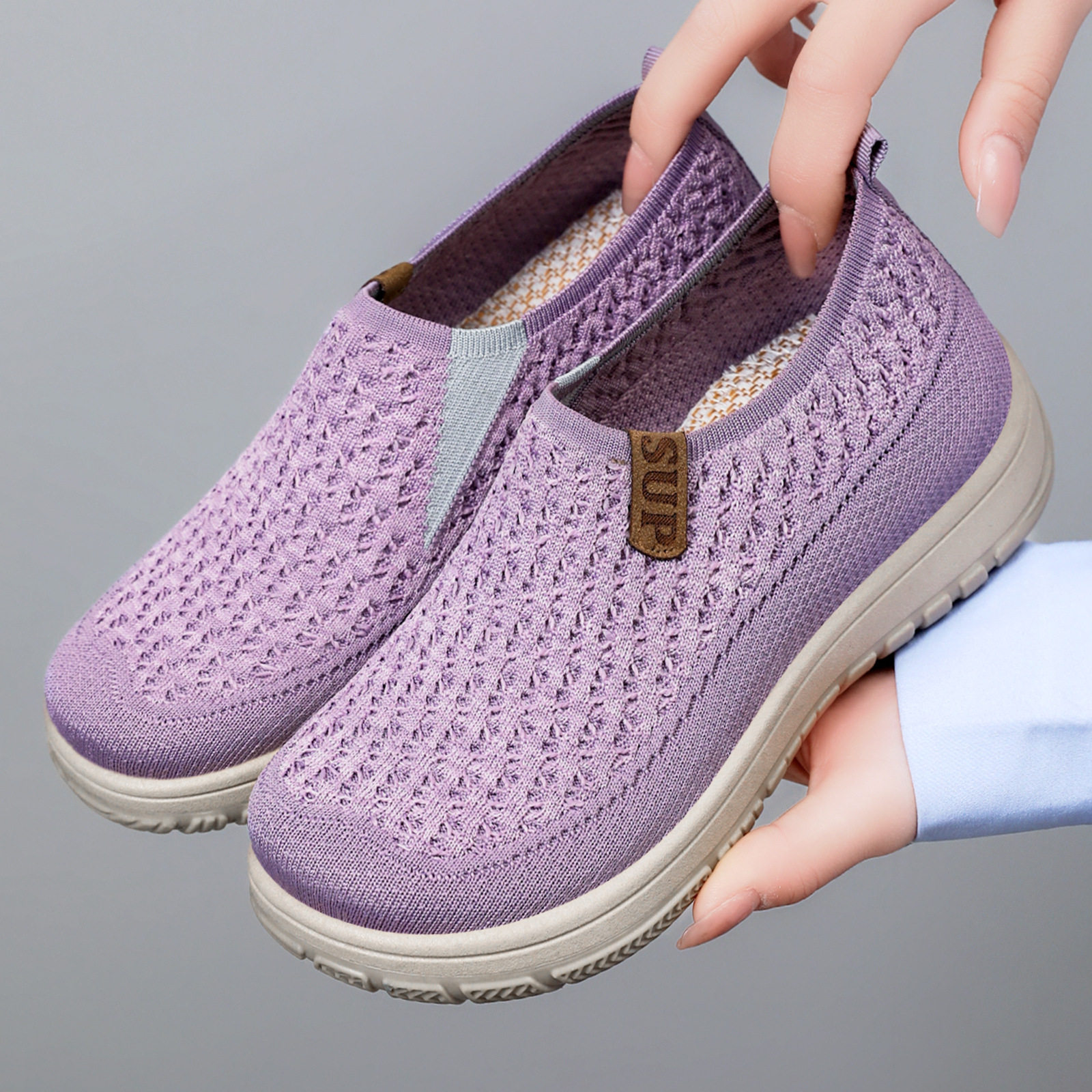 Zapatos de Mujer 2026, Nuevos Zapatos de Mujer Transfronterizos, Zapatos de Tela Estilo Pekinés, Suela Suave, Ligeros, Zapatos Casuales con Suela Gruesa para Mamá