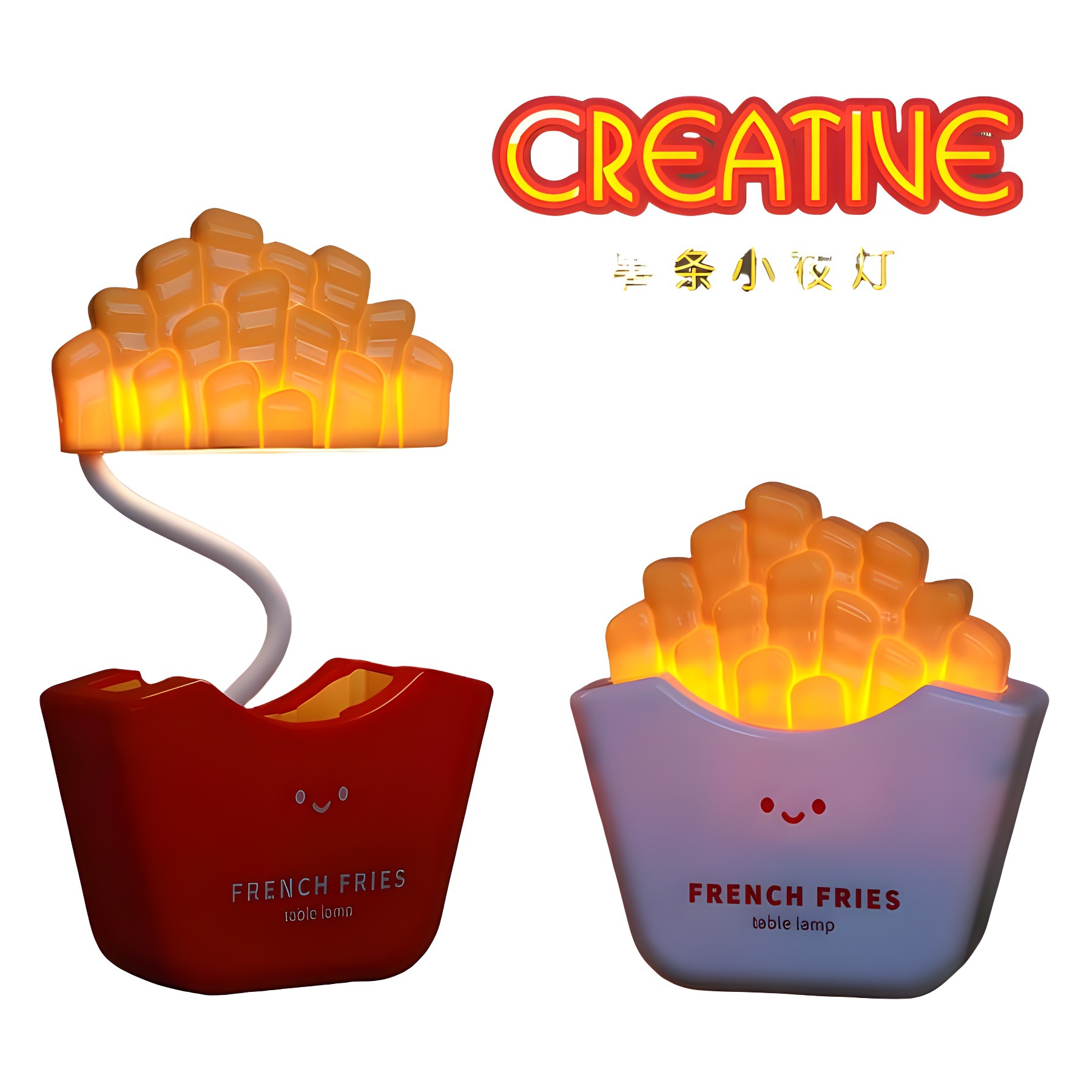 Lámpara de mesa pequeña creativa transfronteriza papas fritas helado manguera luz de noche usb carga estudiante niños decoración de escritorio al por mayor