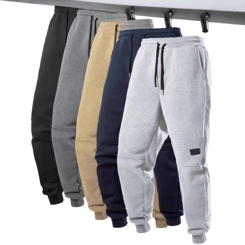 Cross-Border Foreign Trade Spring and Autumn Men's Casual Sports Jogger Pants High Street Fleece Jogger Pants European Size Men's Fleece-Lined