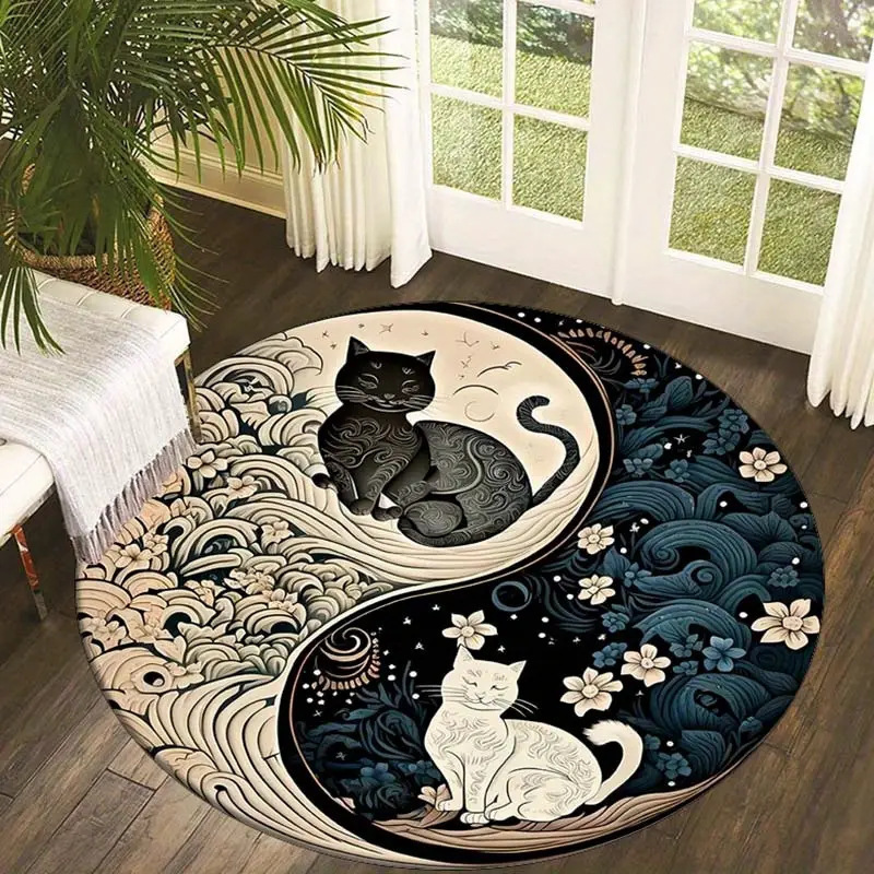 Cross-Border Dropshipping 3D Printed Round Home Living Room Easy To Clean And Dirt-Resistant Floor Mat For Bedroom_voghion.com