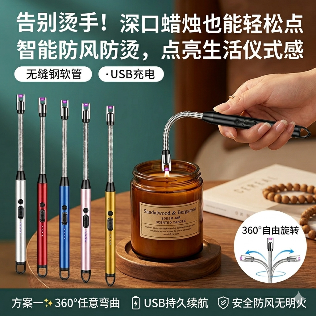 智能脉冲厨房点火器快充点火枪煤气可用点蜡烛香薰打火机防爆安全
