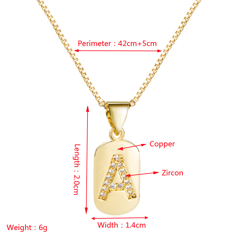 Nihaojewelry wholesale jewelry simple alphabet pendant copper goldplated inlaid zircon necklacepicture20