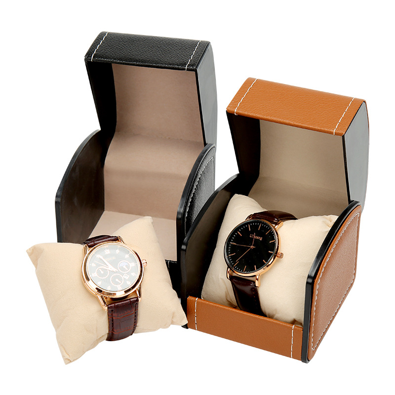 pu leather high sense watch box black storage double watch box leather flip men's watch box in stock wholesale pu leather high sense watch box black storage double watch box leather flip men's watch box in stock wholesale