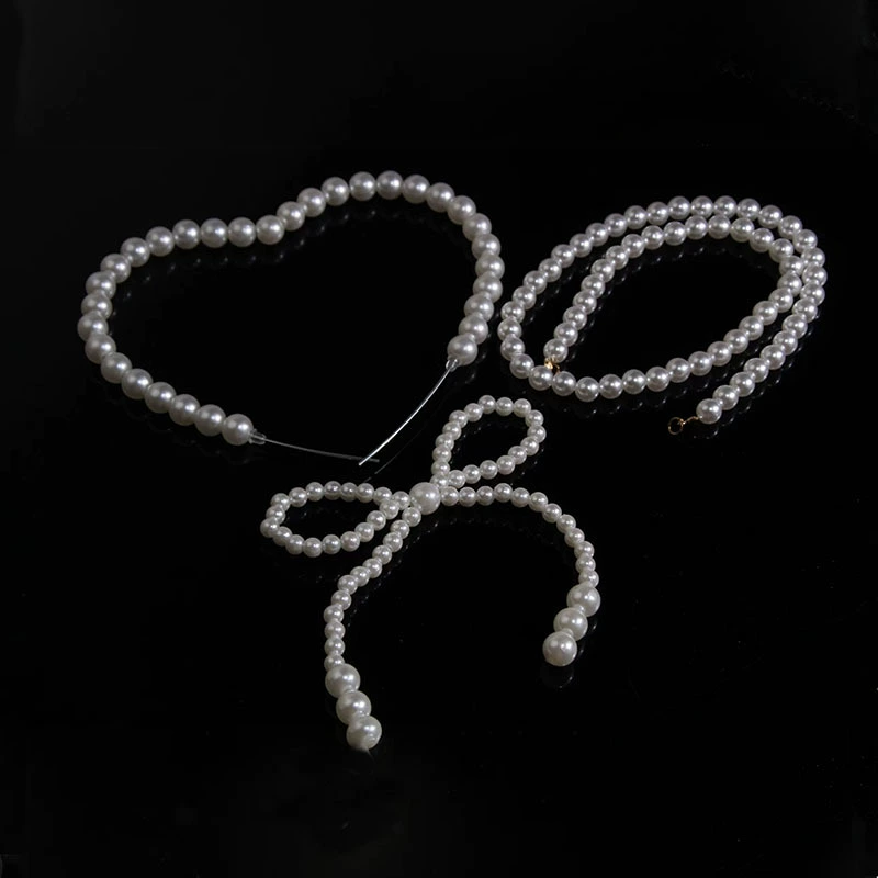 Decorations handmade from pearl with bow, chain with beads, wholesale, bouquet