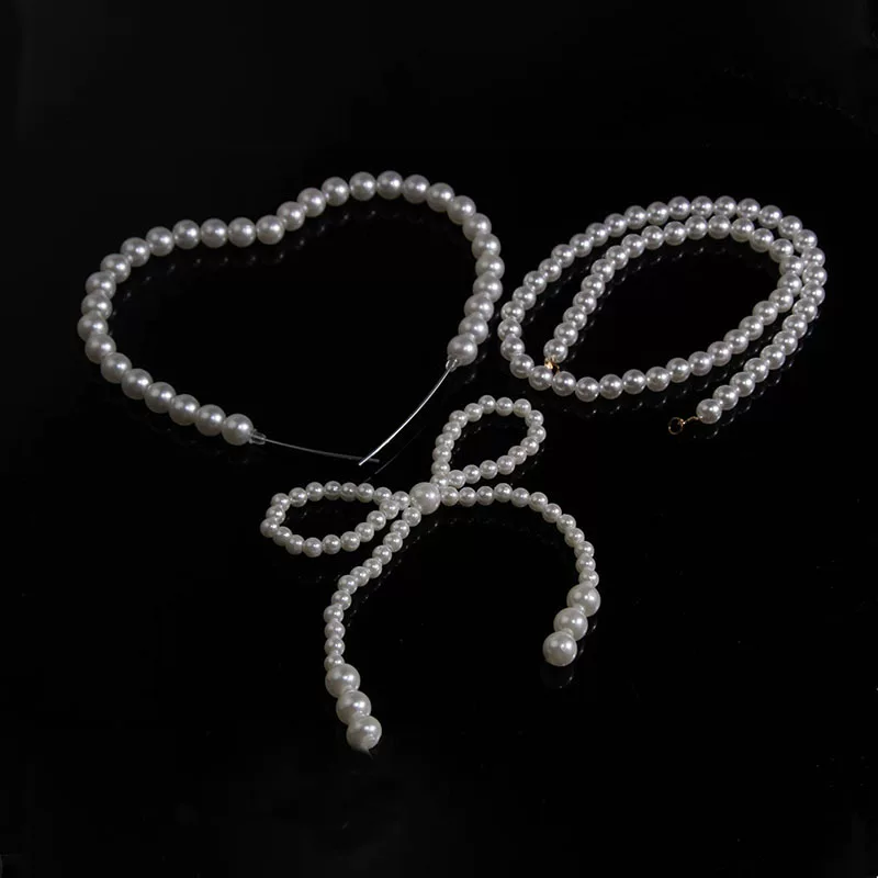 Decorations handmade from pearl with bow, chain with beads, wholesale, bouquet