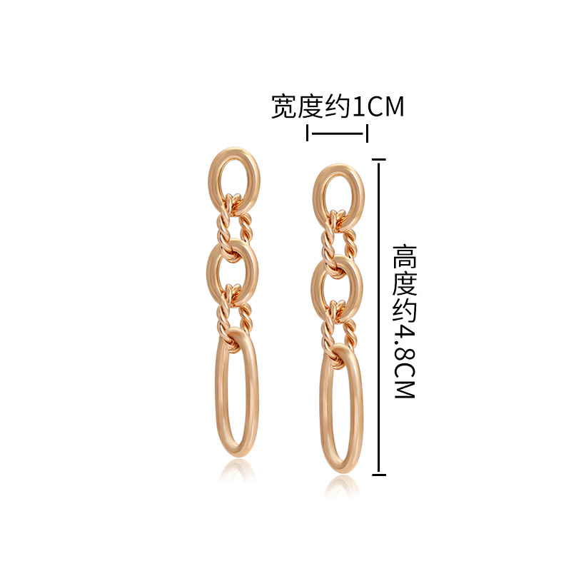 Pendientes de aleación Xuping estilo europeo y americano, pendientes largos ovalados retorcidos para mujer, joyería de moda de diseño exclusivo al por mayor.