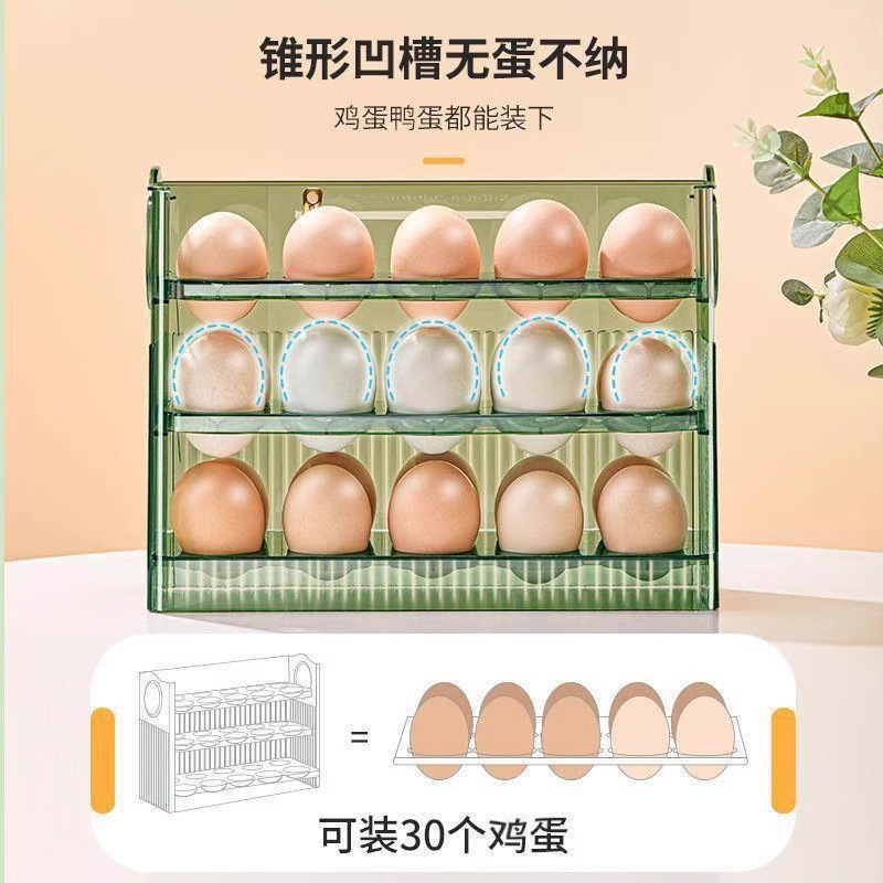 新款自动翻盖鸡蛋盒家用冰箱侧开门整理盒鸡蛋收纳专用厨房保鲜装|undefined