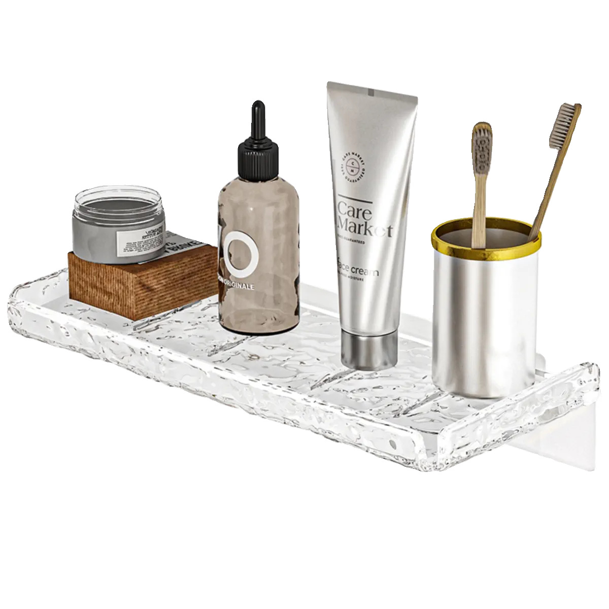 Estante de almacenamiento de baño sin perforaciones montado en la pared baño lavabo cosméticos acrílico ondulación del agua rack de almacenamiento