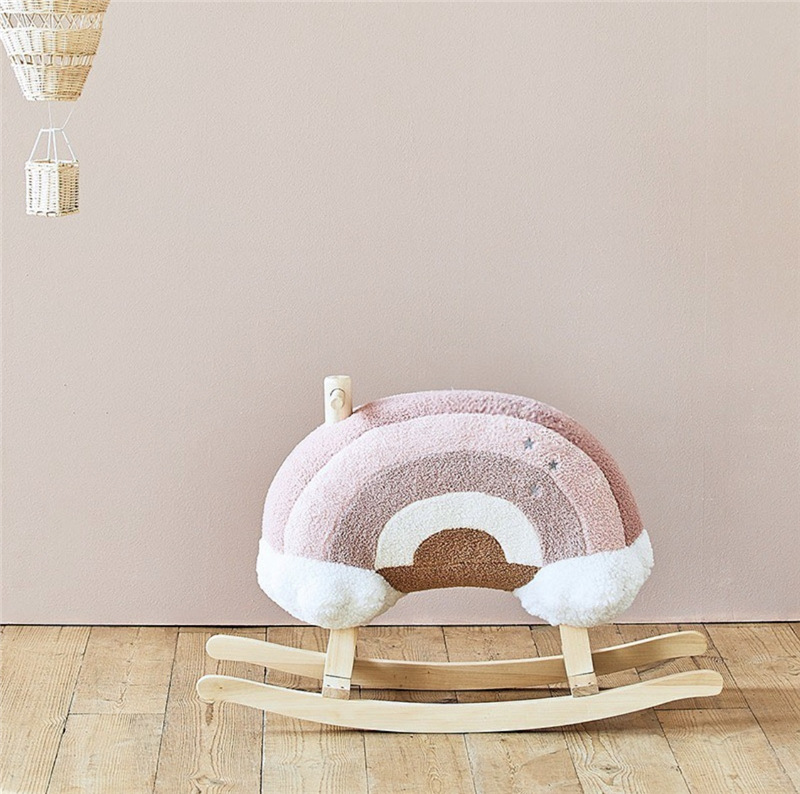 Korean Children's Toy Trojan Horse Baby Rocking Horse Solid Wood Adult Can Sit Rocking Chair Baby First Birthday Gift