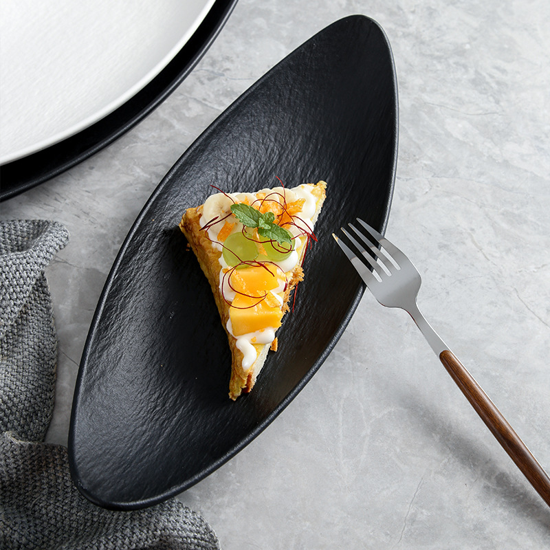 Plato de punto en relieve creativo Plato plano Plato rectangular de cerámica Plato de comedor Plato de frutas Plato de sushi japonés Plato de verduras Plato de pescado