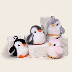 ライト高級品質リアルレッキスウサギの毛皮ペンギン人形ペンダント動物ぬいぐるみキーホルダーバッグペンダント小さなギフト卸売