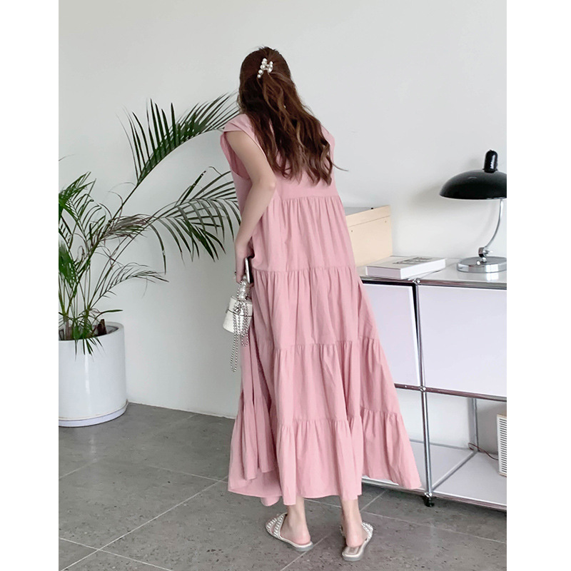 Summer shiffon solid long skirt sleevless