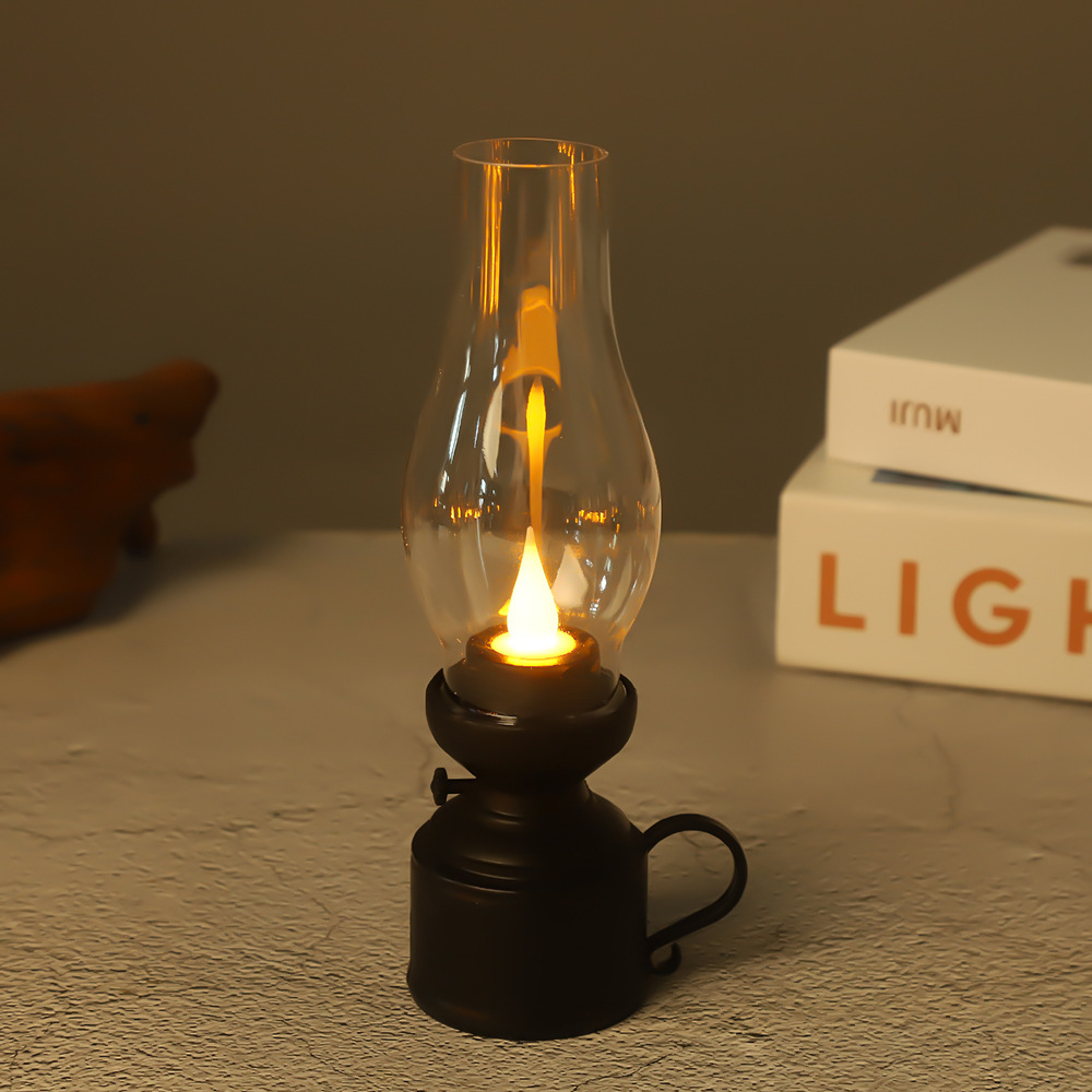 대형 10X25cm 물방울 심지 등유 램프 [블랙]