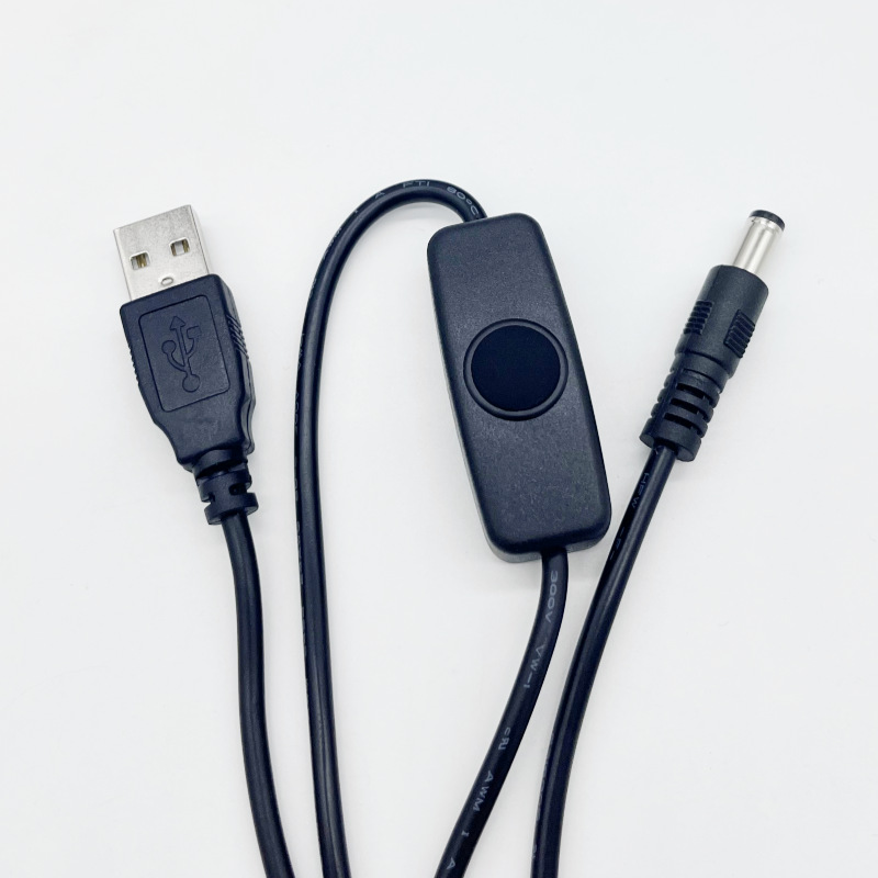 USB转DC5521带硅胶帽按键开关电源线 USB开关线 2档/3档开关控制