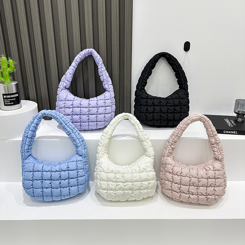 Cross-Border New Cloud Bag Pleated Dumpling Bag Puff down Bag Versatile Lightweight Portable Shoulder Underarm Bag for Women
