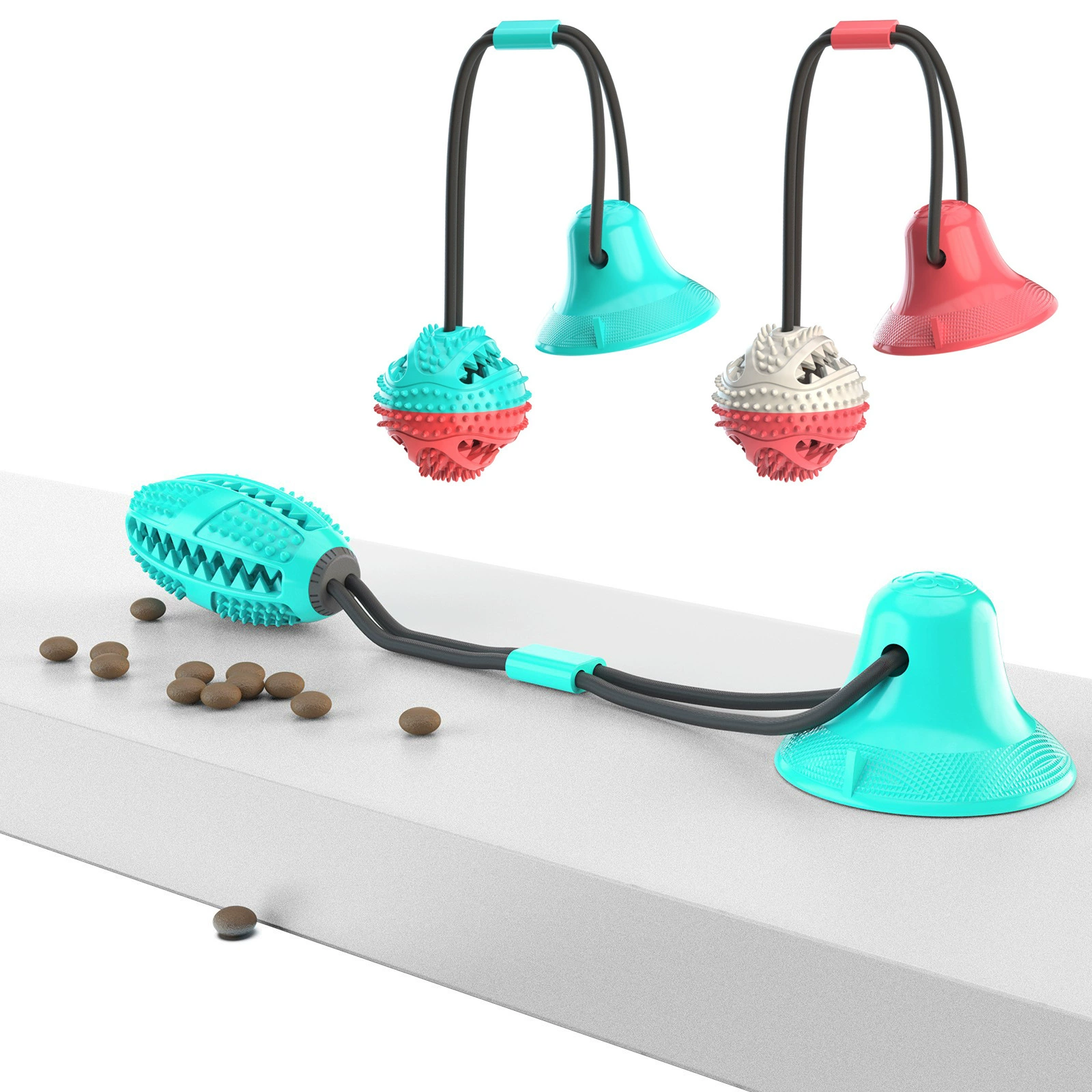 Новая трансграничная игрушка для щенков Amazon: присоска с звуком, игрушка для прорезывания зубов, дозатор корма, жевательный резиновый мяч, форма оливы