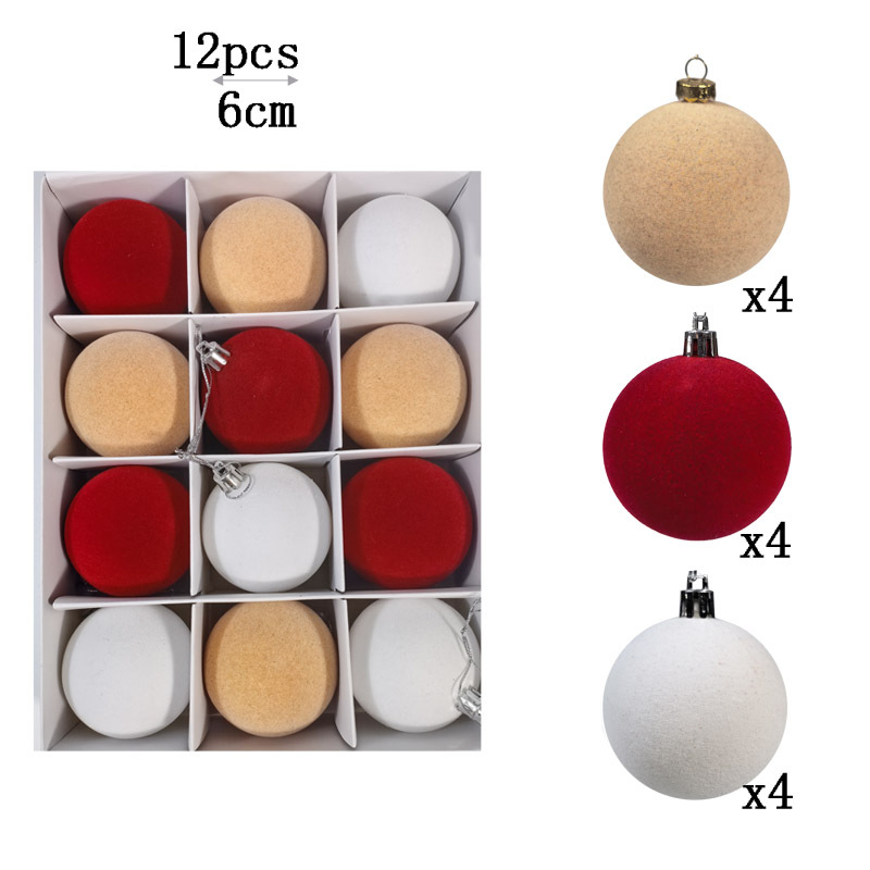 Transfronterizo color flocado bola de Navidad set decoración árbol de Navidad accesorios de bola colgante
