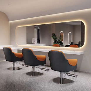 Hairdressing Mirror Table with Light, Barber Shop Mirror, Hair Salon Special Set of Perm, Dyeing and Hair Cutting, Horizontal Hanging Wall-Mounted Chase Mirror