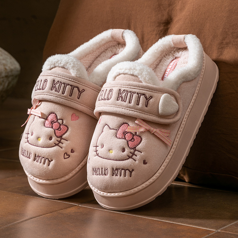 HelloKitty棉拖鞋女卡通可爱秋冬季新款室内家居软底保暖毛绒拖鞋|undefined